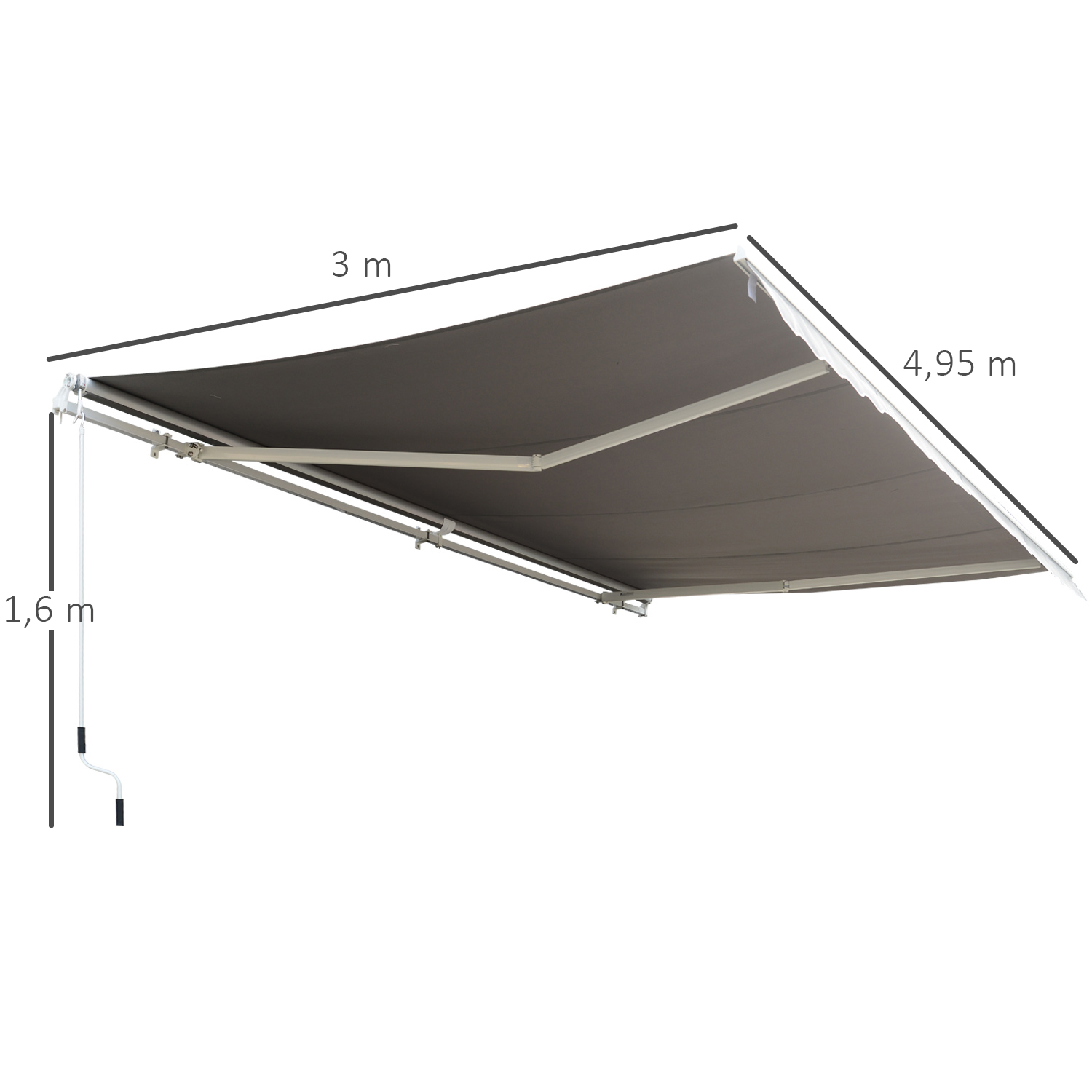 Outsunny Luifelslinger incl. afstandsbediening knikarmluifel balkon aluminium 5 x 3 m