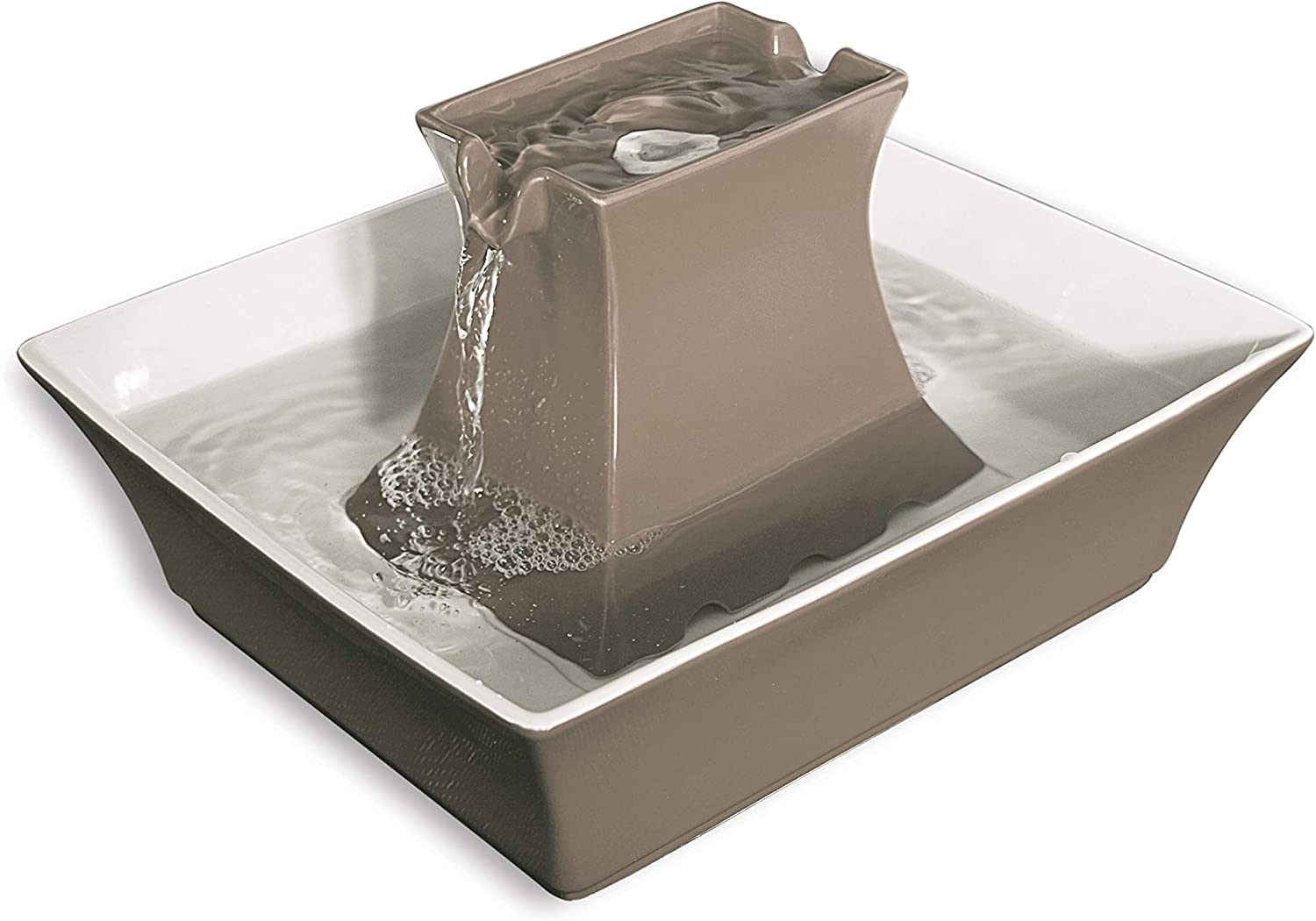 PetSafe Drinkwell Pagoda Cat and Dog Drinking Fountain, 70 oz Capacity Automatic Water Dispenser for Pets, Durable Easy to Clean Ceramic Material, Dual Free Falling Streams, Filters Included