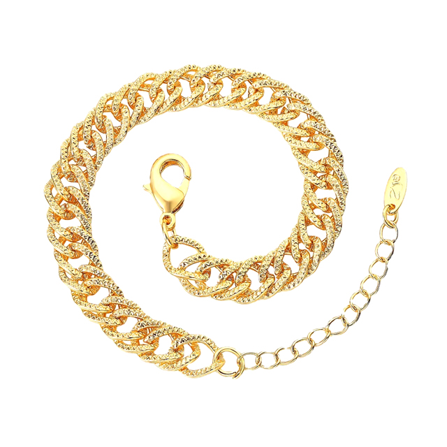 Sterling Silver Wide Gold Twisted Chain Bracelet