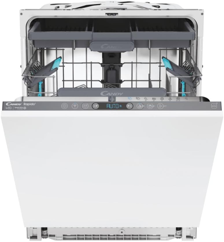 Candy Rapido' Built-in Dishwasher 60 cm, 16 Places, 8 Programmes, E-Class, Wi-Fi + BLE, App Control hOn, Delay Start, Quiet, 55.5 x 59.7 x 81.7 cm, White - CI 6E7F1A