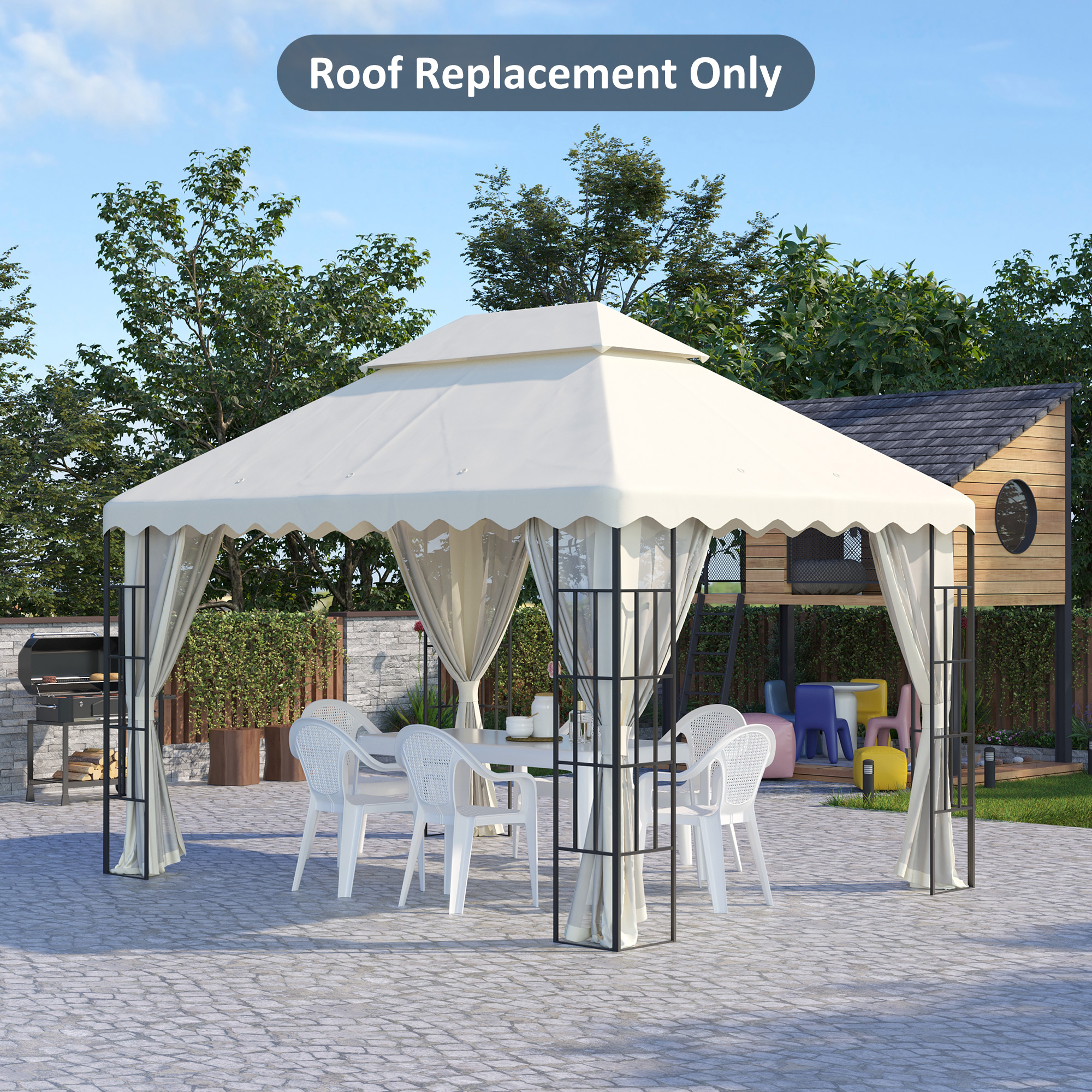 Outsunny Ersatzdach für Pavillon Zelt Polyester-Hochdichtegewebe 180 g/m² UV-beständig 4 x 3 m