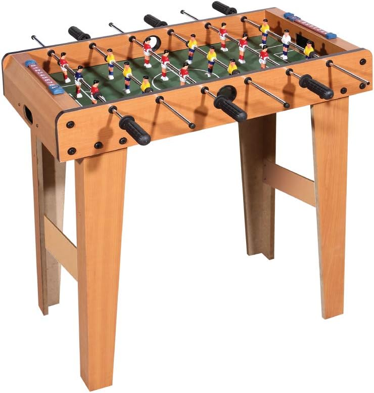 Sport1 Calcetto indoor Mini Goal con gambe. Calcetto balilla da interno in MDF, misure 69x37x65cm. Bigliardino da casa con 6 aste passanti. Segnapunti e palline incluse. Colore legno, Taglia unica