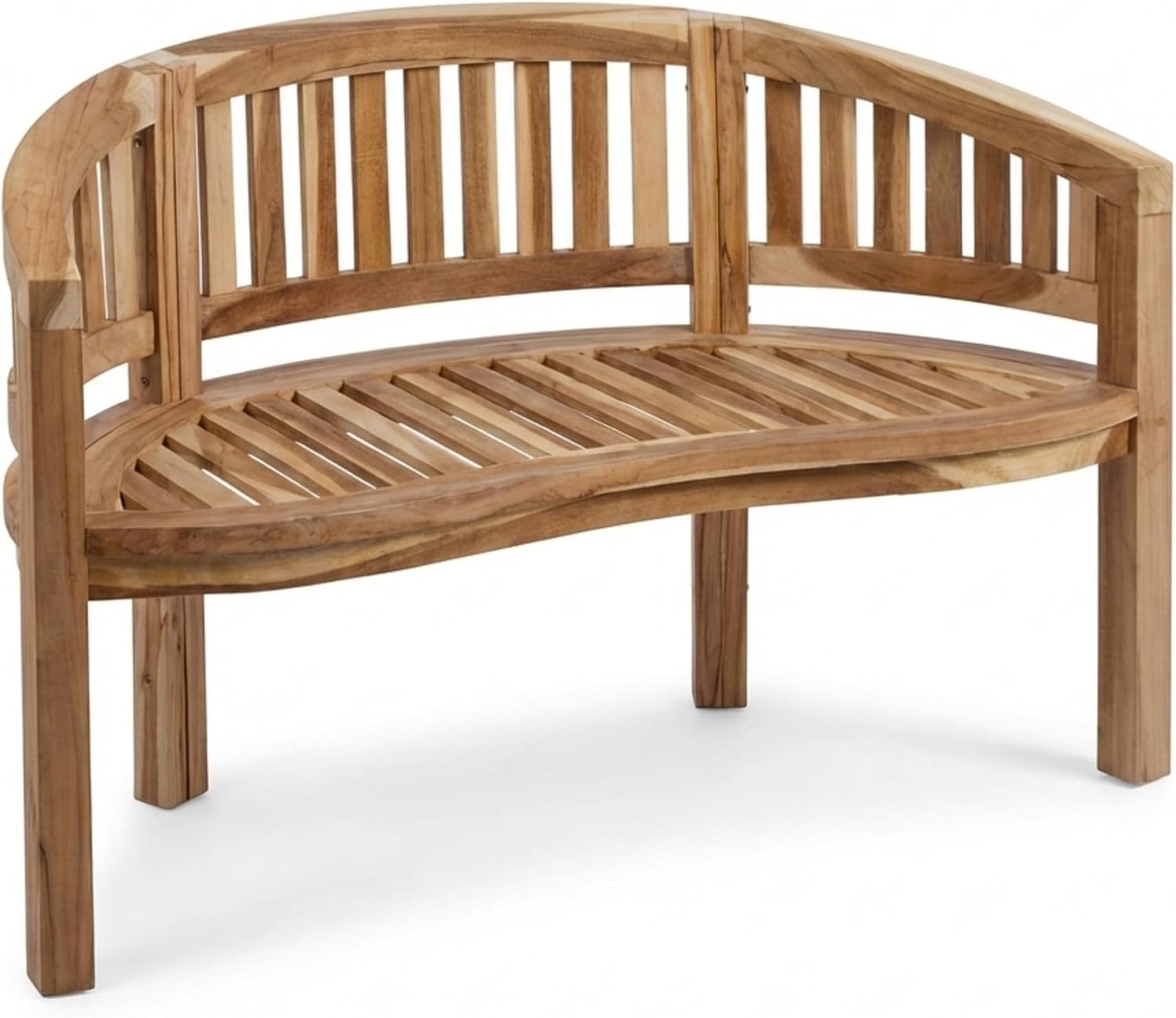 SAM 2-Sitzer Bananenbank Banana, 120 cm Sitzbank, Teak-Holz, Massive Holzbank, ideal für den Balkon oder Garten