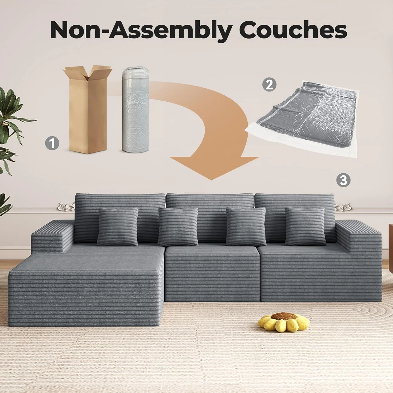 Modular Sectional Cloud Couches with L Shaped Chaise