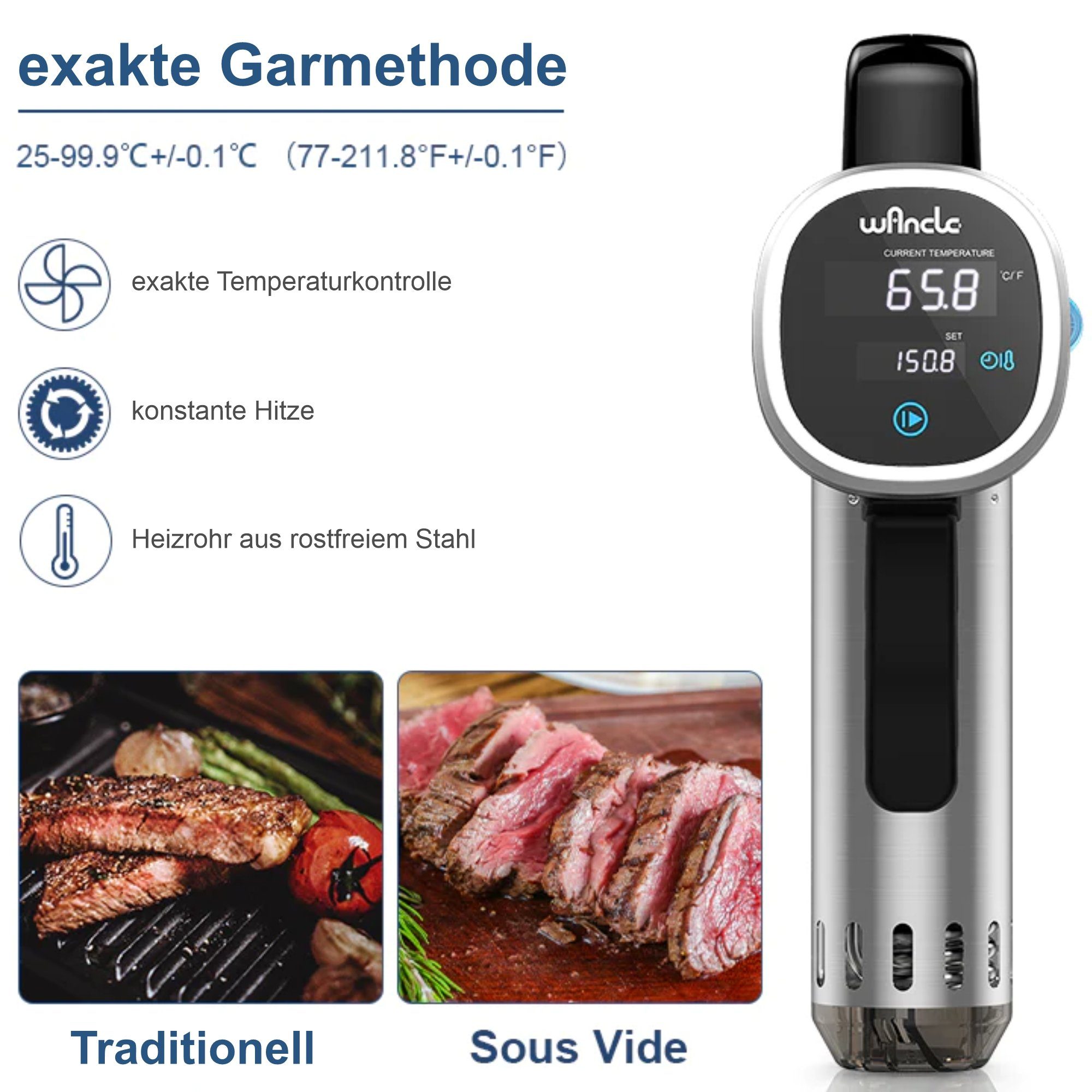 Sous-Vide Stick 850W mit Touchscreen