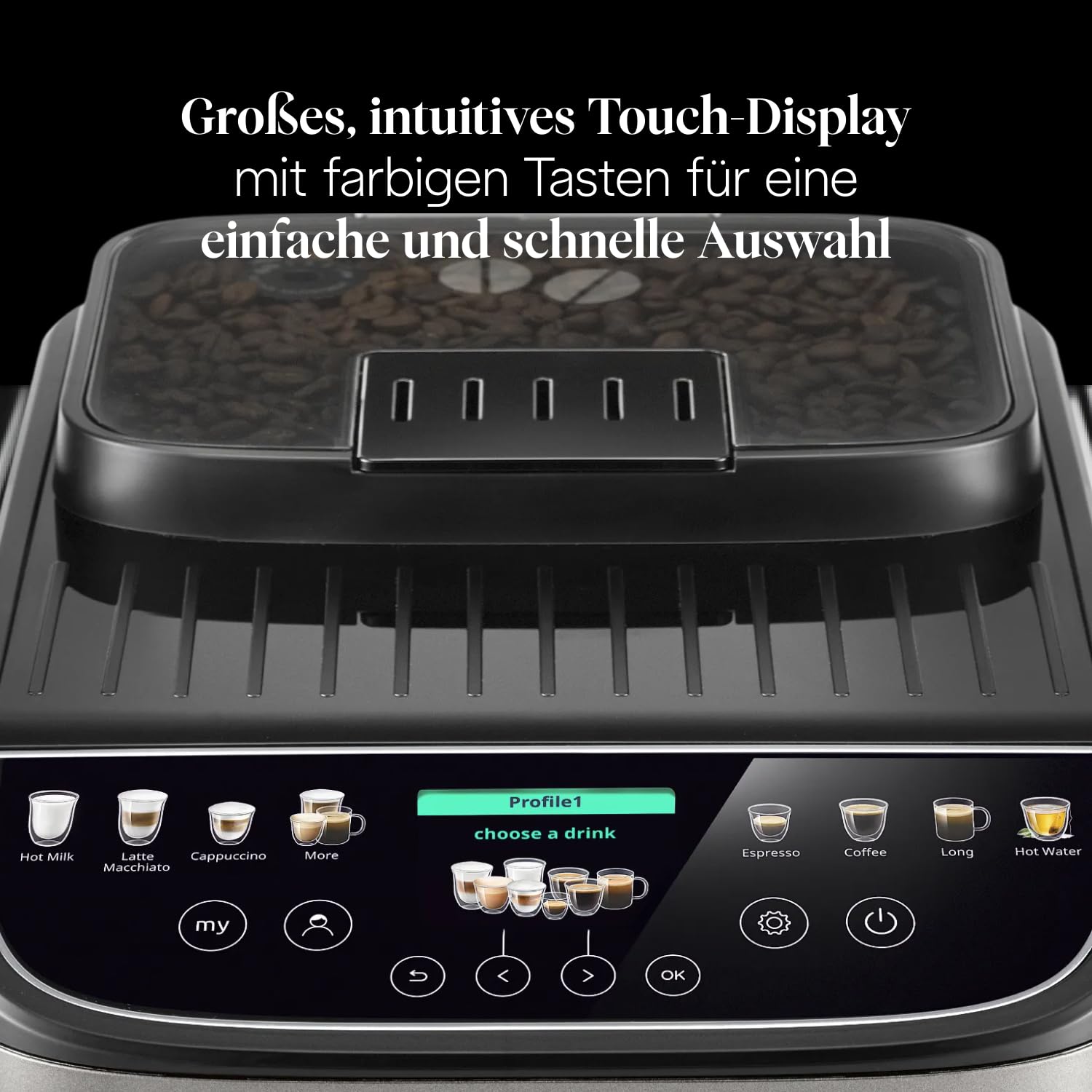 Kaffeevollautomat Magnifica Evo Next mit 13 One-Touch-Getränken, 1,8 L Wassertank und LatteCrema Hot Milchaufschäumer