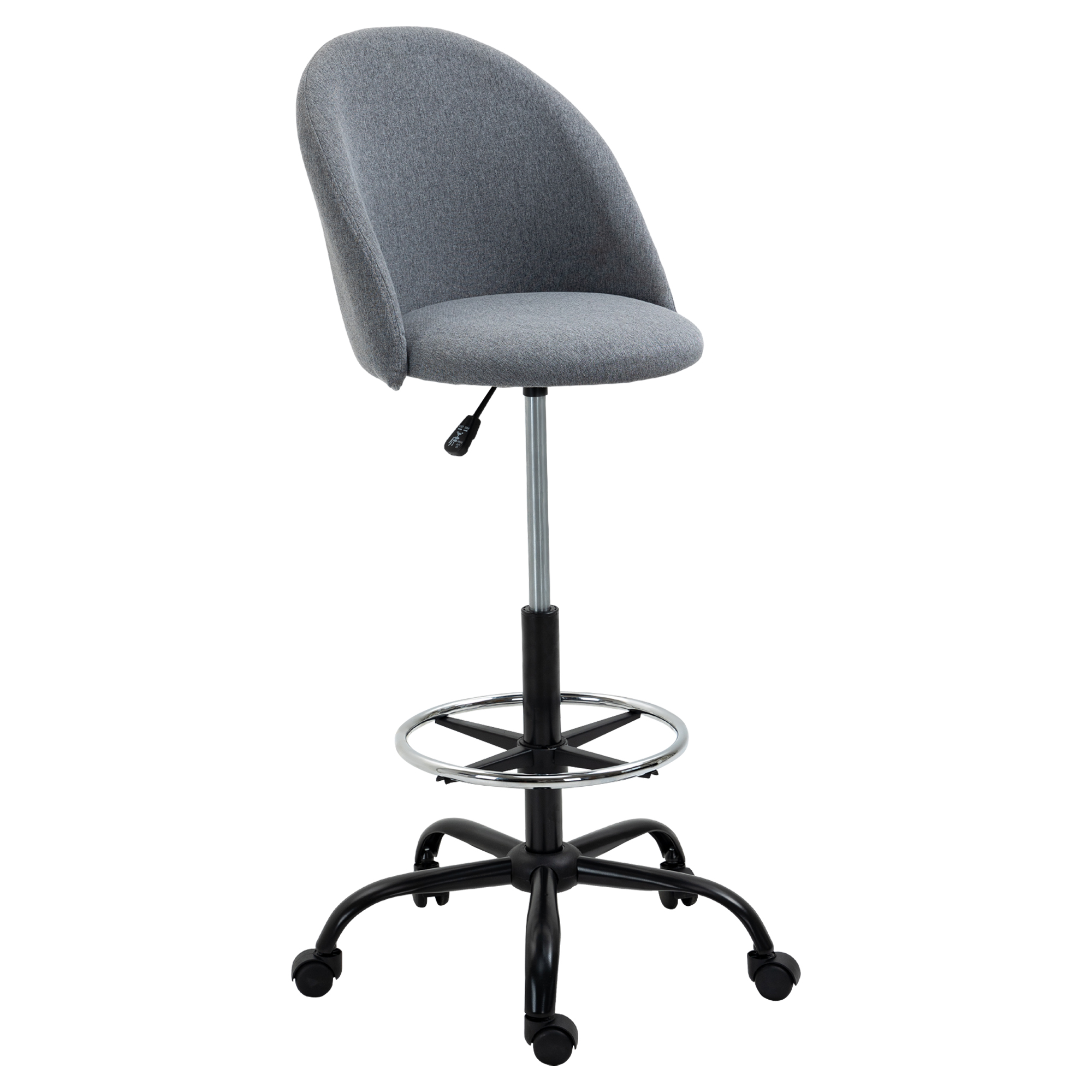 Vinsetto Höhenverstellbarer Schreibtischstuhl 105-125H cm drehbarer Bürostuhl Leinen Grau