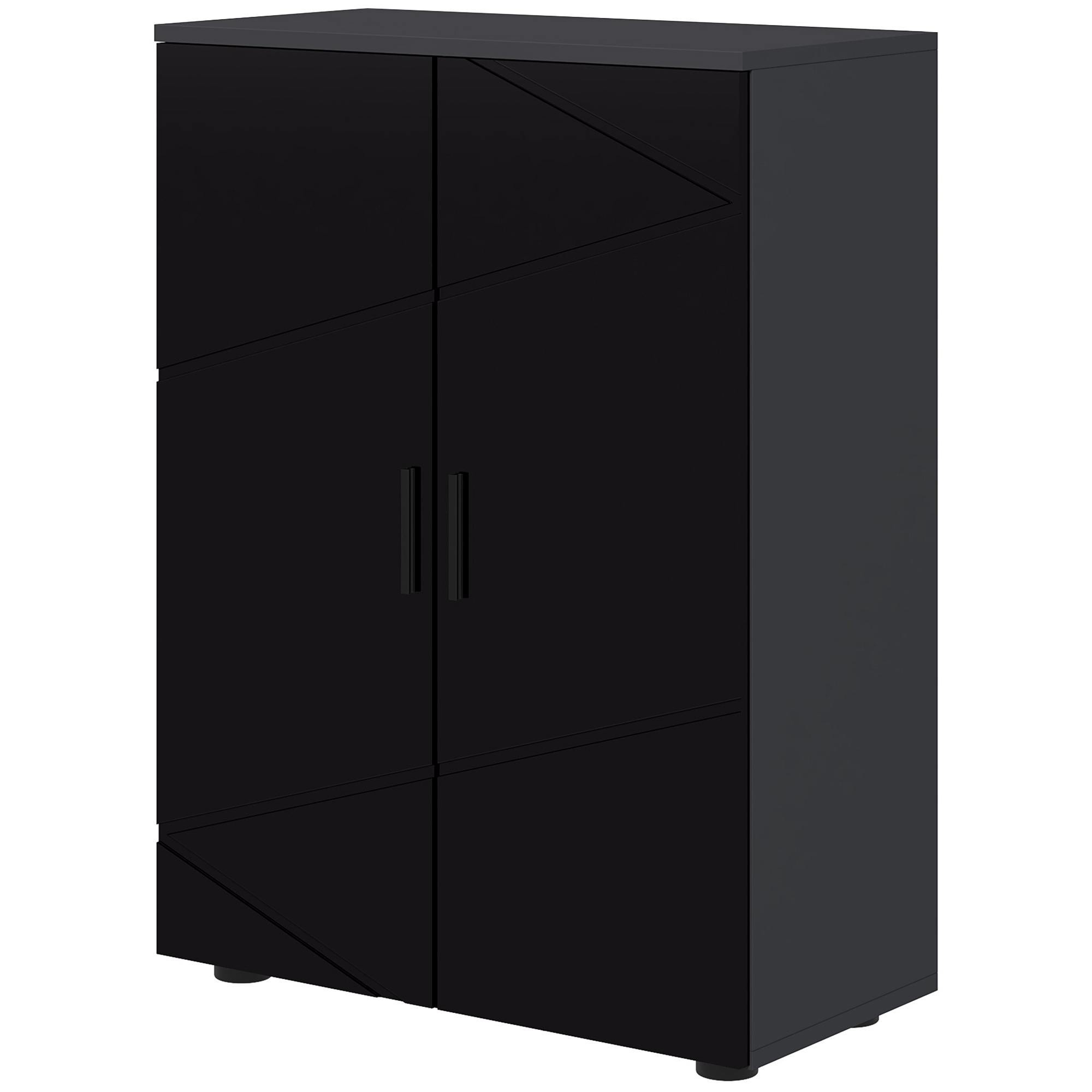 kleankin Badezimmerschrank mit 2 Türen aus Holz und 3 Regalen mit Soft-Close, 60x30x82 cm, Schwarz