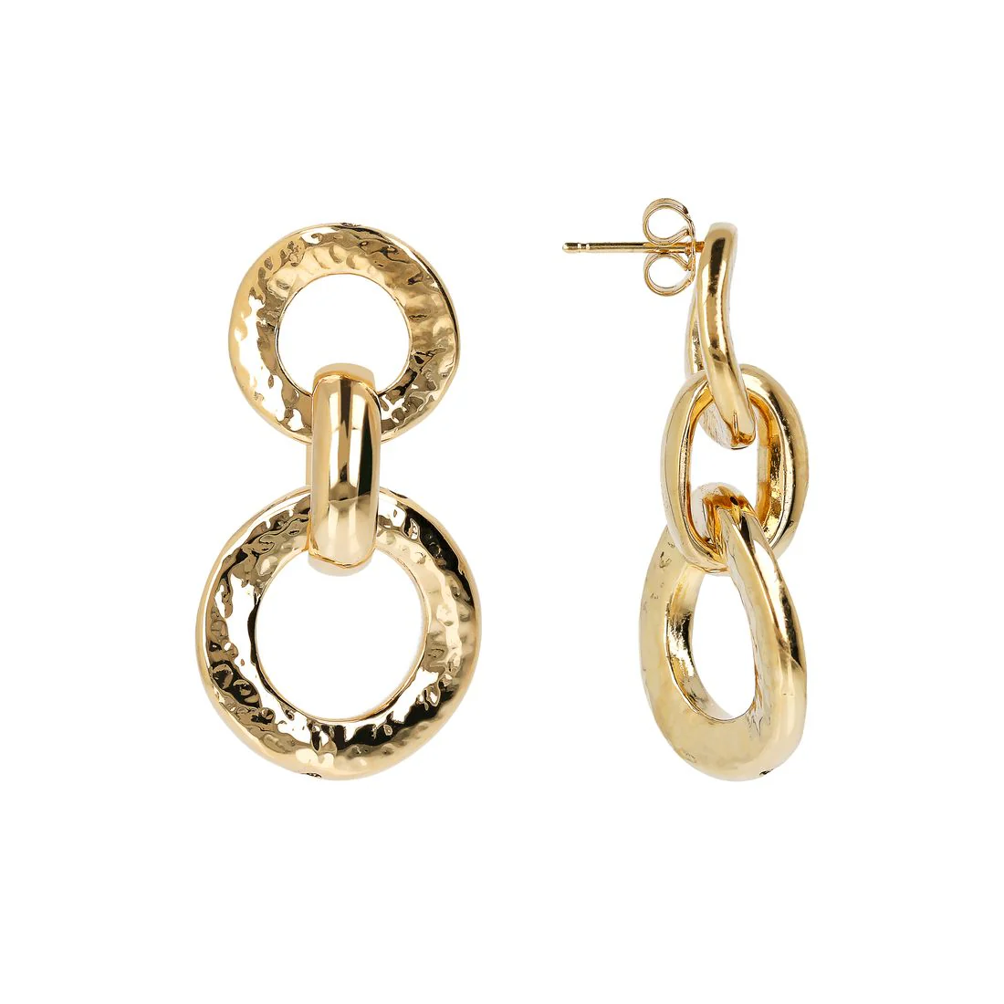 Orecchini pendenti Etrusca Gioielli martellati con anelli graduati WSET00735.YG