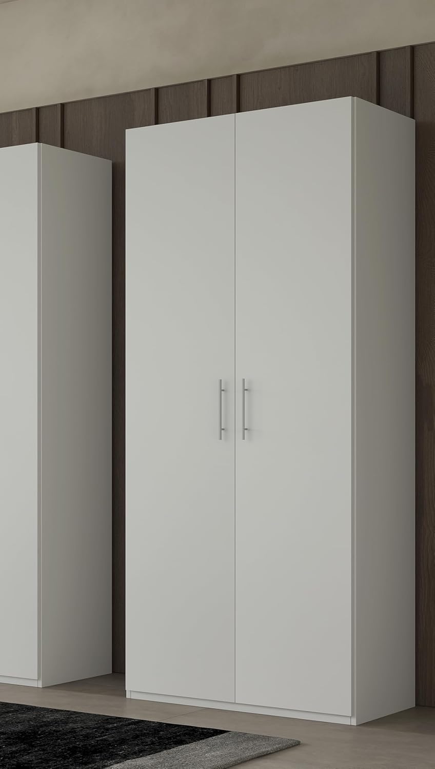 Swift Wardrobe 2 Doors Bedroom Matt White Made in Italy L.91 D.53 H.202 cm