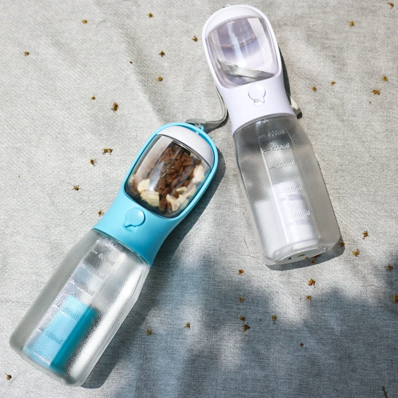 3-in-1 Portable Dog Travel Bottle �C Water Dispenser, Food Storage & Waste Bag Compartment