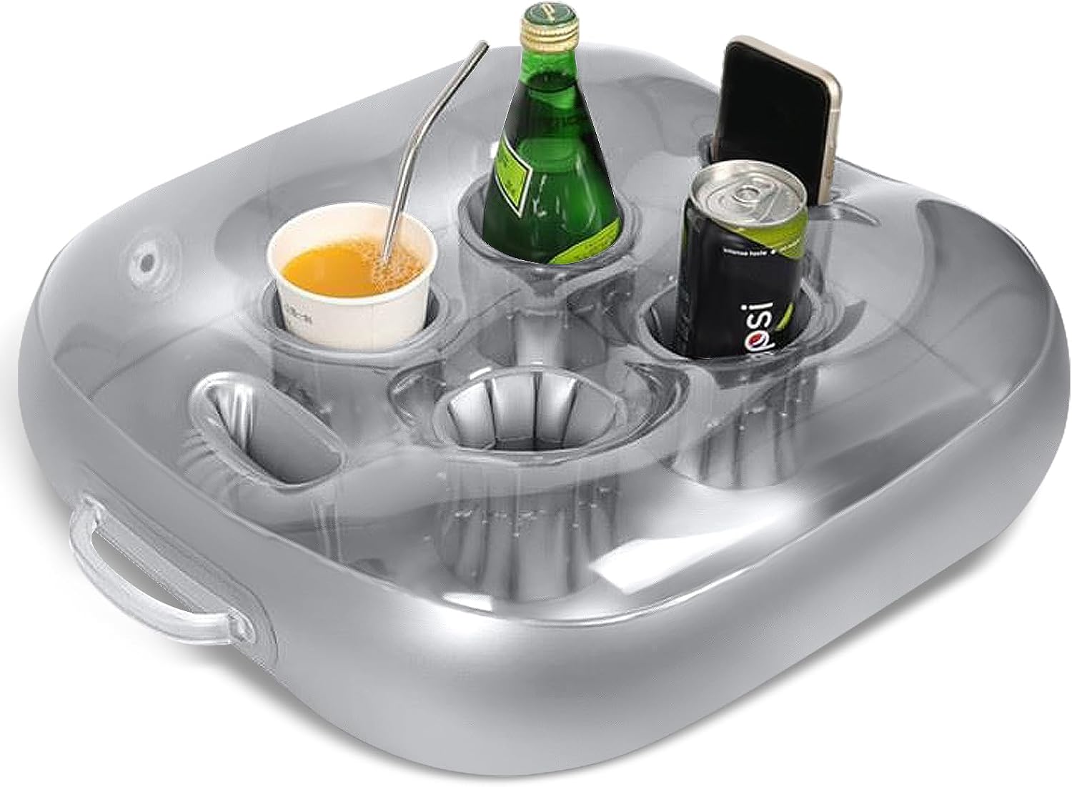 Inflatable Drink Holder, Drink Holder with 6 Holes, Floating Pool Tray, Drinks Holder for Pool, Party Beach, Theme Party, Bar, Snacks Bottle Drink Bibity Wine Beer