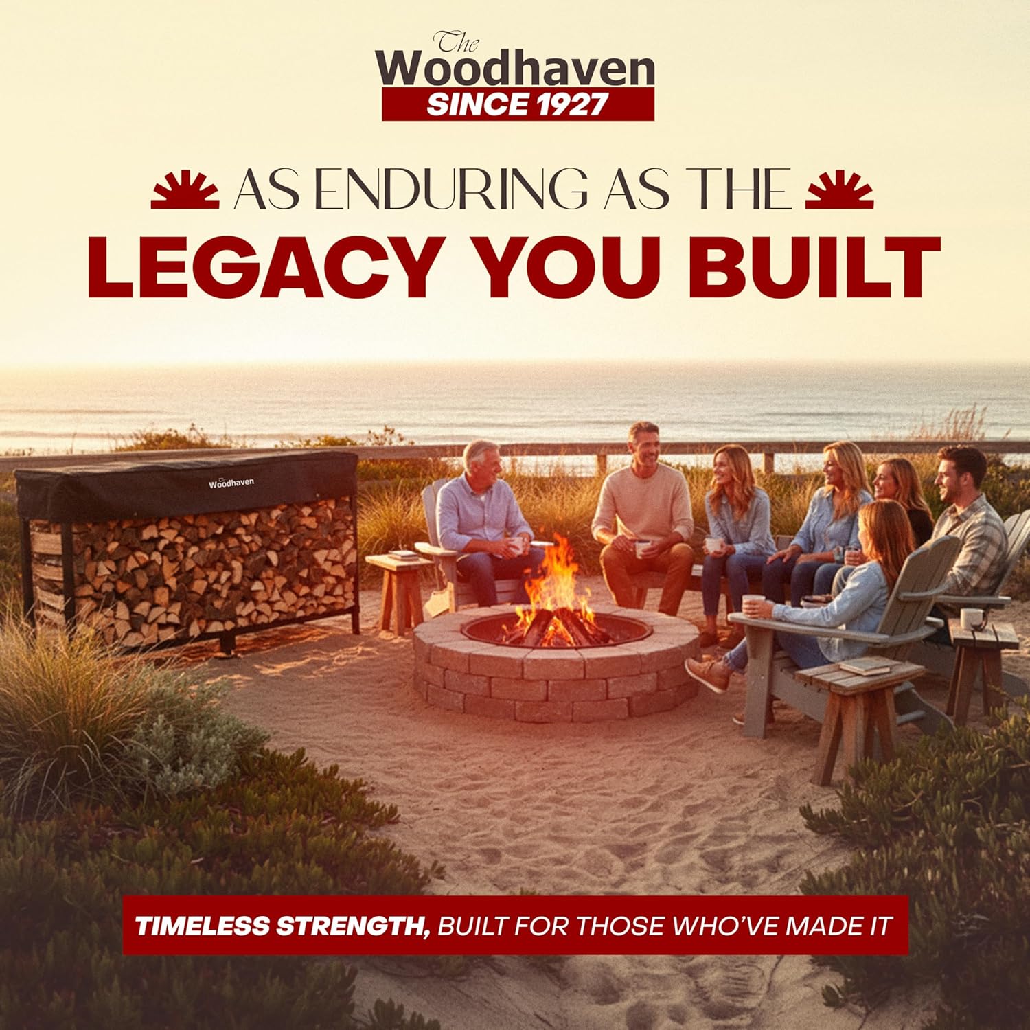 Woodhaven 8-Foot Firewood Rack – American Brand – 1/2 Cord Raised Lumber Storage Rack – Keeps Wood Dry & Ready – Heavy-Duty Steel  Lifetime Structural Warranty (With Cover)