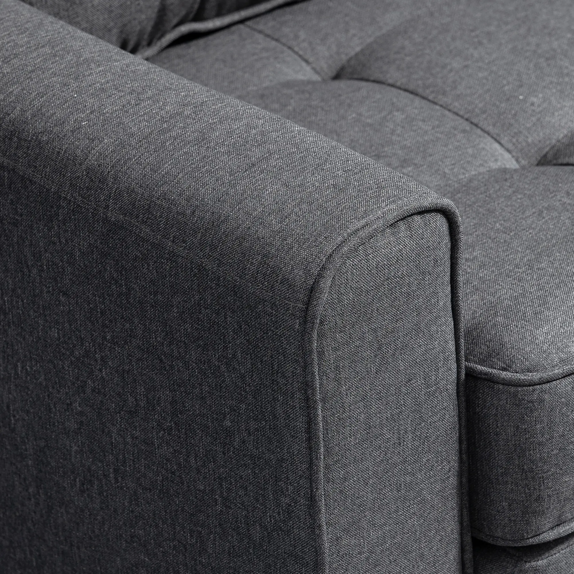 HOMCOM Schlafsofa 2-Sitzer ausziehbar Massivholz Federung Grau