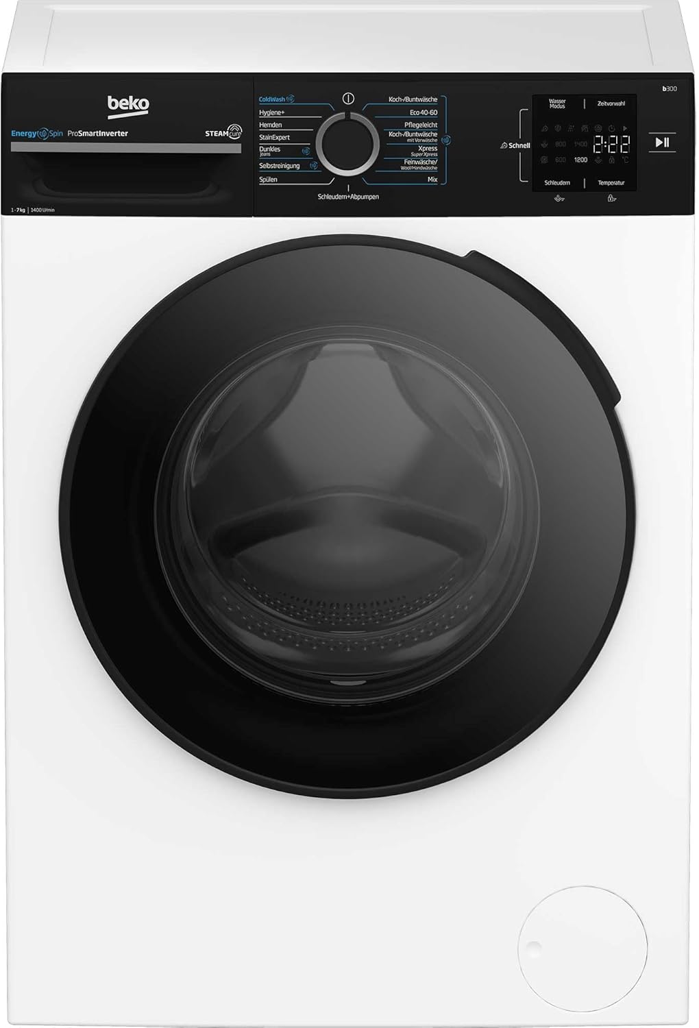 Beko WMC81464ST1 Waschmaschine, Bluetooth, 8 kg, ProSmart Inverter Motor, Dampffunktion, Pet Hair Removal, Watersafe+, Weiß