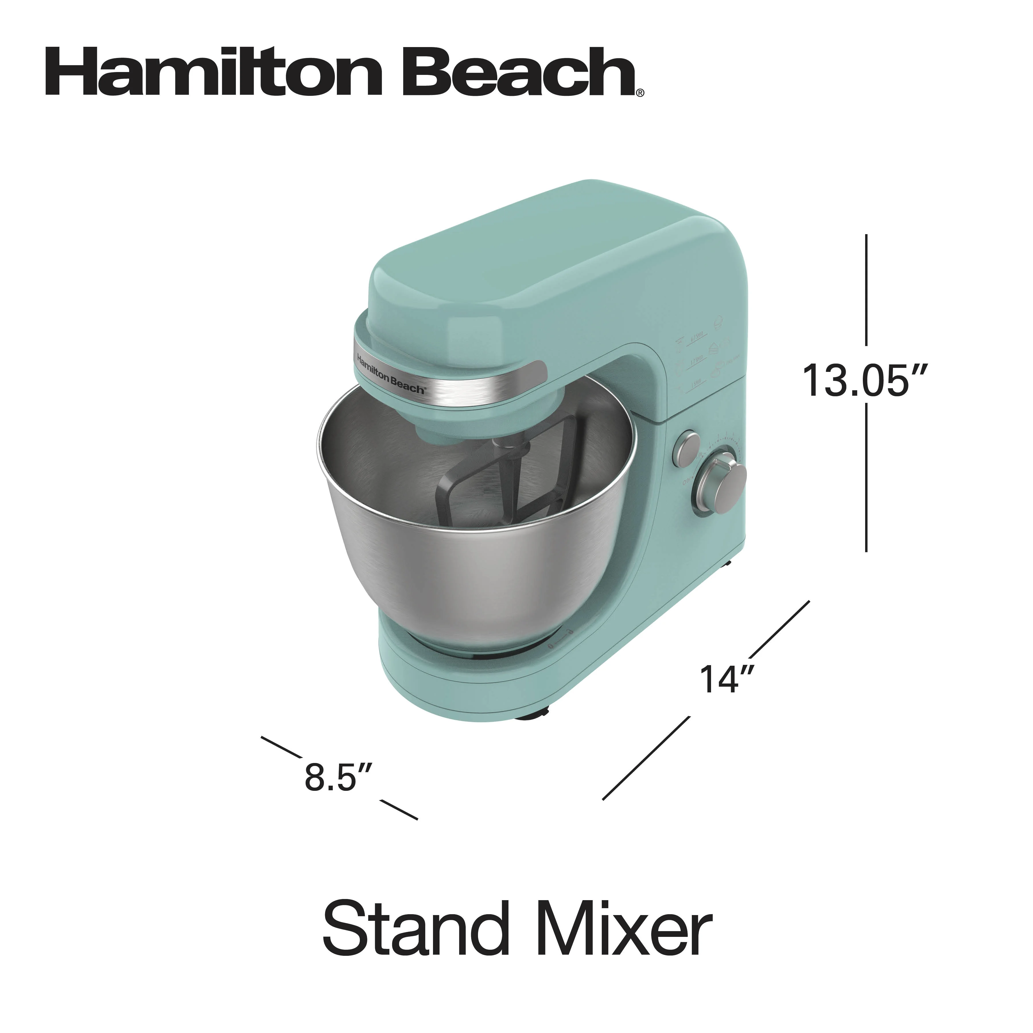 Hamilton Beach 4 Quart Stand Mixer for Kitchen, 7 Speeds, Tilt-Head, Dough Hook, Whisk & Flat Beater, White