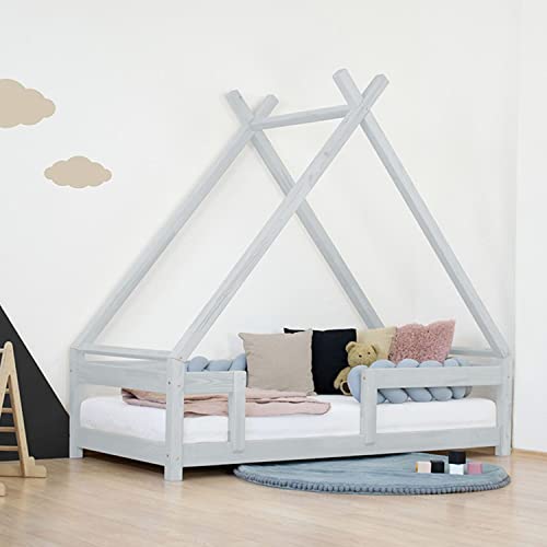 Benlemi Letto capanna per bambini TAHUKA 120 x 200 Grigio Chiaro : Casa e cucina