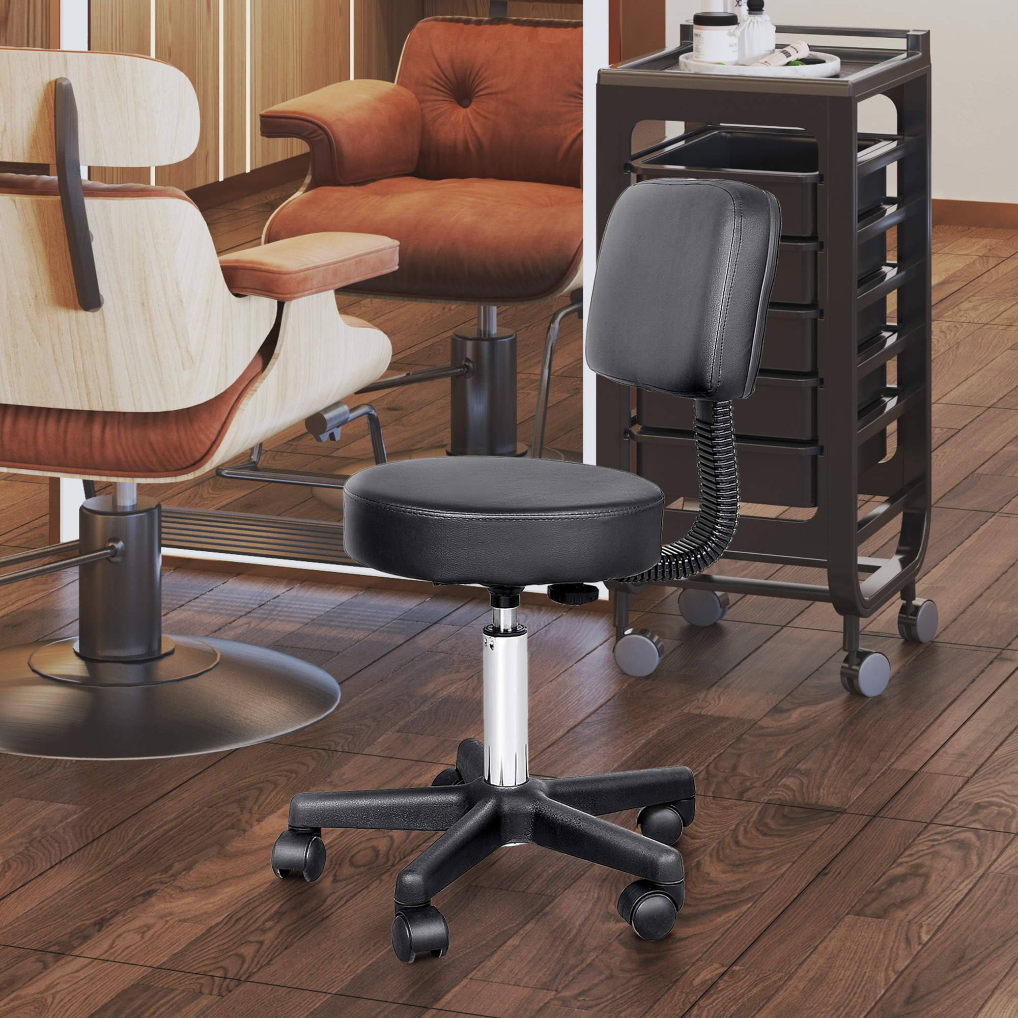 HOMCOM Rollhocker Arbeitshocker Kosmetikhocker Drehhocker Hocker Profi Salon