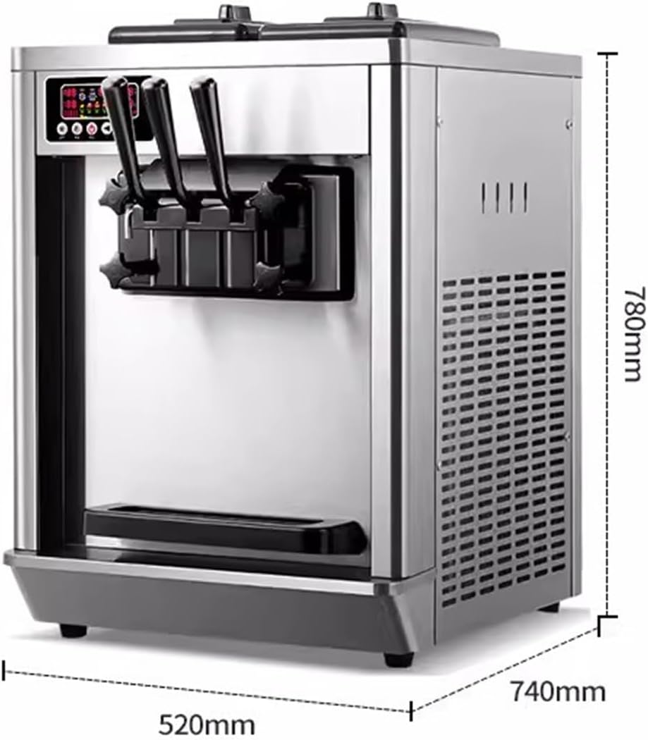 Eismaschine 22–30 l/h Softeismaschinen, kommerzieller Tricolor-Desktop-Automat for Einfrieren von süßen Eistüten Eismaschine für Haushalt