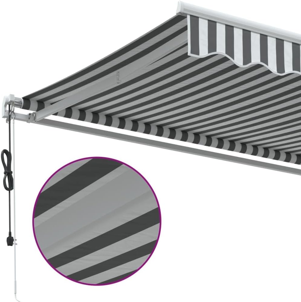 Automatic Retractable Awning Anthracite and White 350 x 250 cm for Patio, Electric Awning with Remote Control for Outdoors, UV Resistant Fabric and Aluminium