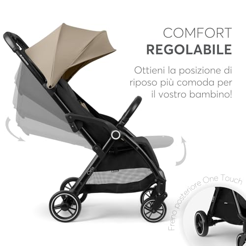 KikkaBoo Passeggino CIELA, Passeggino per bambini fino a 22 kg, Piegatura automatica, Schienale reclinabile, Leggero, Compatto, Misura Bagaglio a mano, Beige : Amazon.it: Prima infanzia