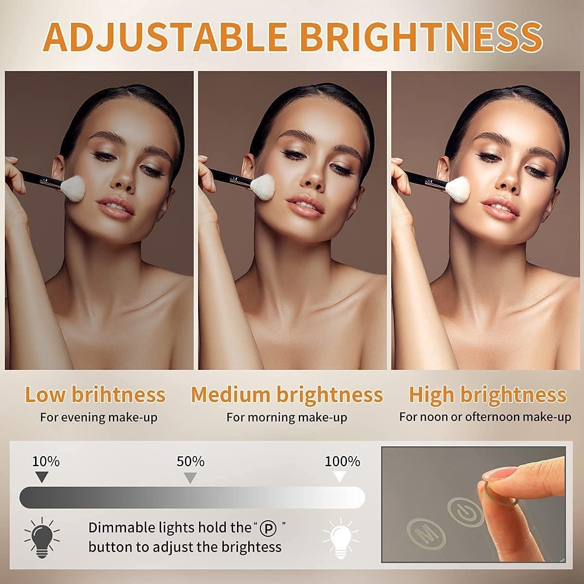 Hansong Specchio trucco con Luci Hollywood con 14 Lampadine LED e 3 Modalità Illuminazione Specchio Hollywood con Luci [Classe di efficienza energetica F]