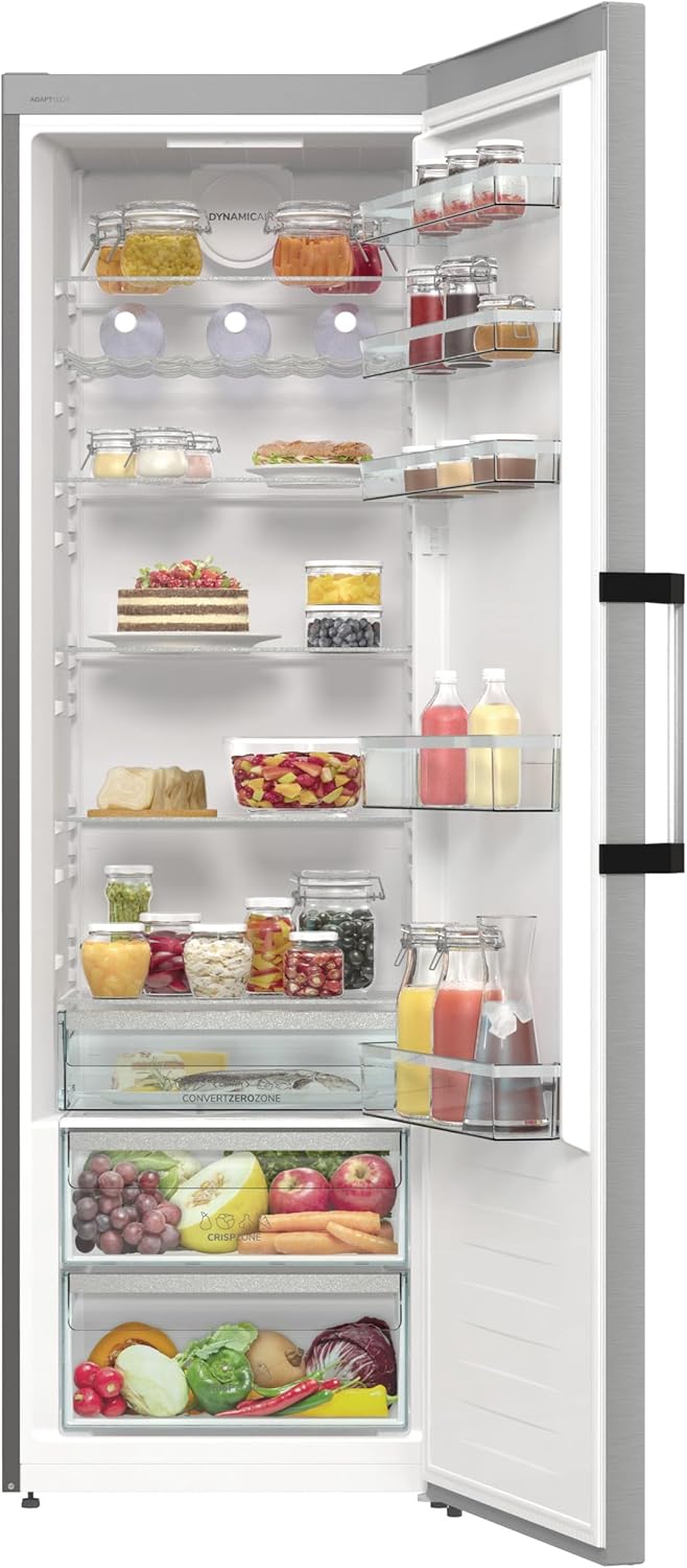 Gorenje R 619 DAXL6 Kühlschrank/AdaptTech/FreshZone/Schnellkühlfunktion/Umluft-Kühlsystem/LED Display / 398l / 185cm / EEK D/Edelstahl