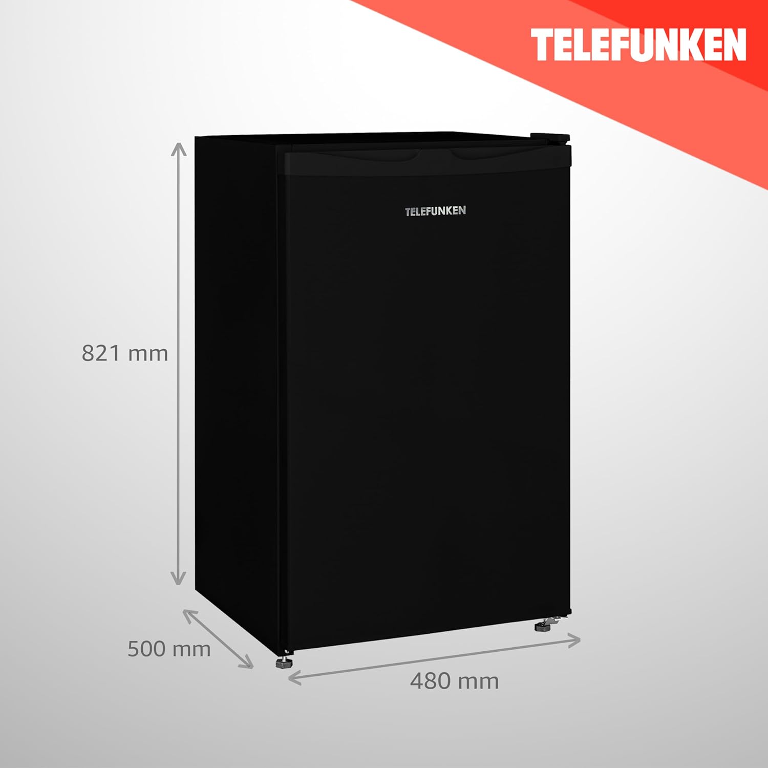 TELEFUNKEN Kühlschrank ohne Gefrierfach, Freistehend, 90 L Gesamt-Nutzinhalt, Kühlschrank klein mit Gemüsefach & 3 Ablagen, Temperaturregelung, LED Innenbeleuchtung, CF-31-121-B schwarz