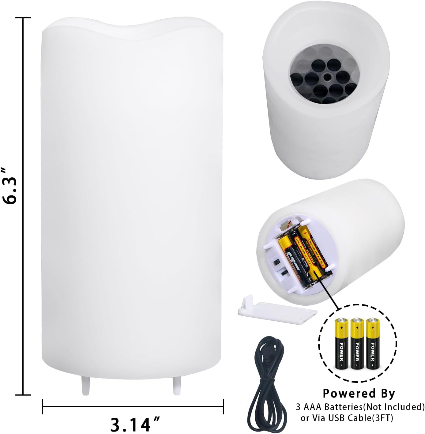 Flammenlose Kerzen, Schneeflocken-Projektor-Lichter, batteriebetrieben, Nachtlicht mit Fernbedienung und Timer, LED-Kerze, Heimdekoration, 2 Stück