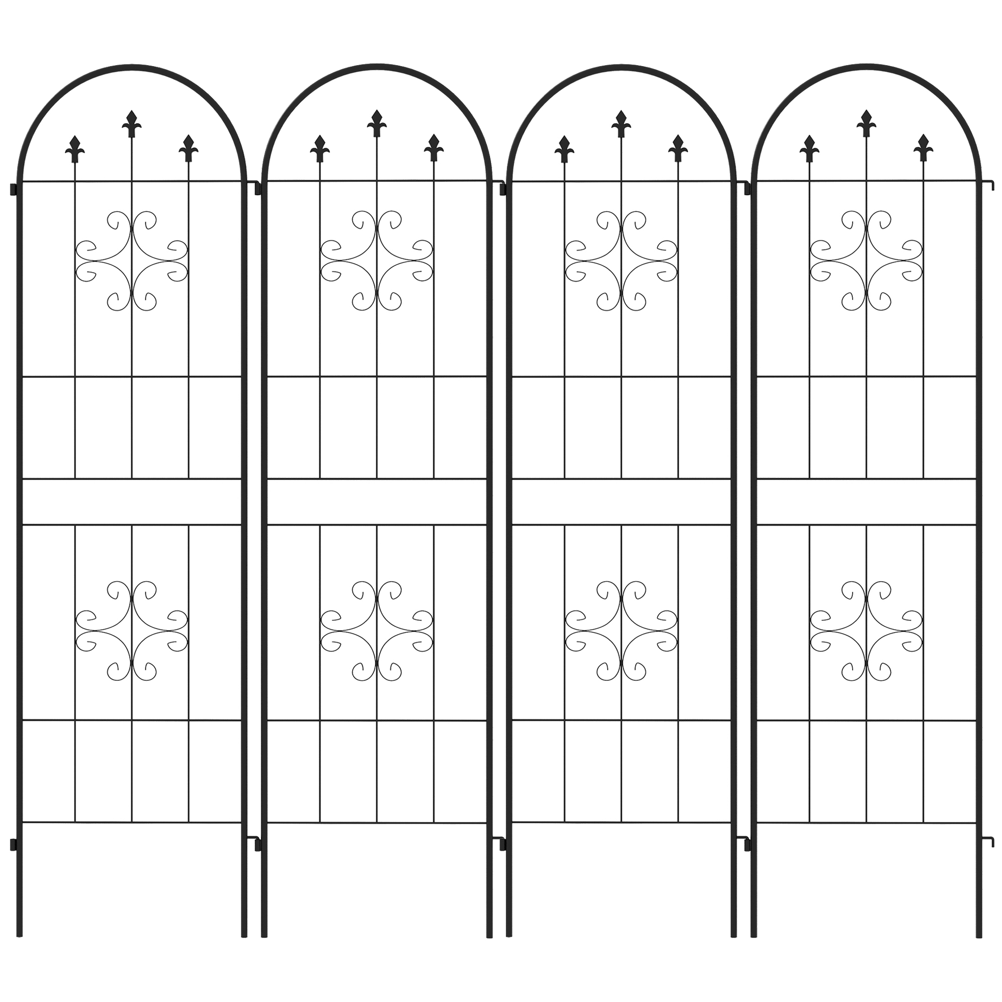 Outsunny Lot de 4 Garten-Trellis Pflanzenstütze aus Stahl 50 x 180 cm Schwarz