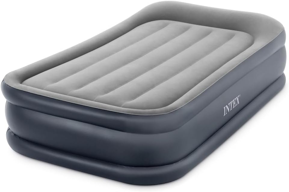 Intex 64132ND Dura-Beam Pillow Rest Deluxe Single, Two-Colour, with Built-in Electric Pump, 99 x 191 x 42 cm