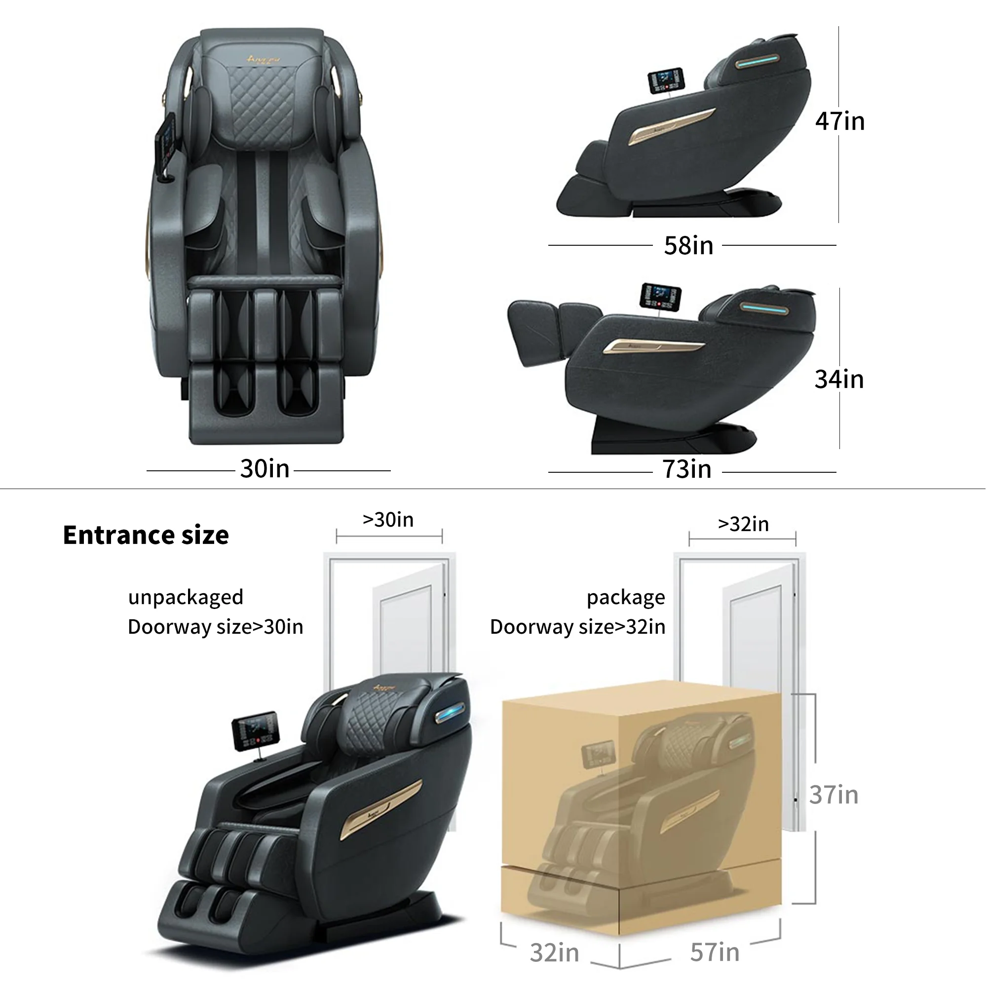 2025 4D Zero Gravity Massage Stoel ?C Shiatsu Volledig Lichaamsmassage met Spraakbesturing, SL Track en Yoga Stretch, Hoogwaardige Zwarte Leren Afwerking