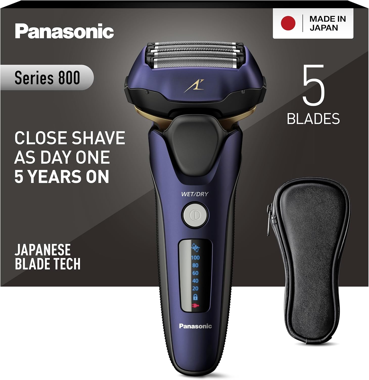 Panasonic Series 800 ES-LV67 Rasoio Wet and Dry, 5 Lame Su Testina Multidirezionale, Motore Lineare Ad Alta Velocità, Rasatura Precisa E Profonda, Tagliabasette A Scomparsa, Viola
