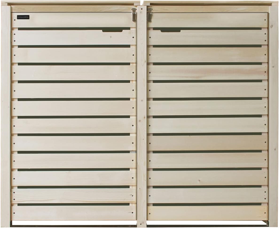 Mülltonnenbox Mülltonnenverkleidung Mülltonnecontainer für 2 Tonnen Holz 120L - 240L Natur mit Rückwand Hamburg