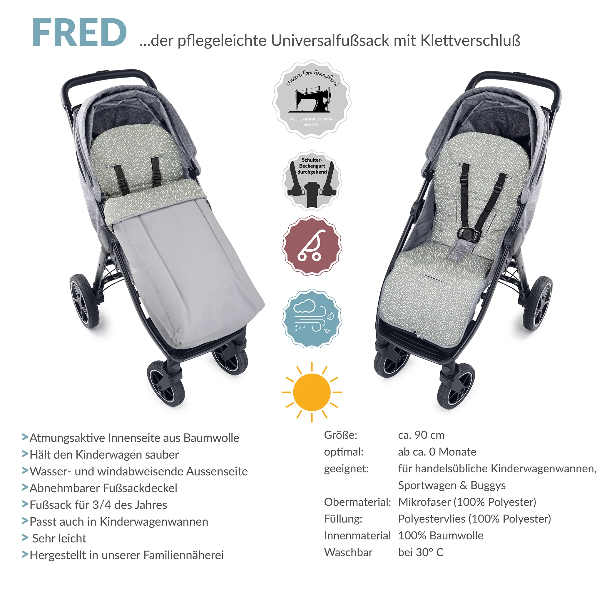 FRED der Sommerfu?sack mit Klettverschluss