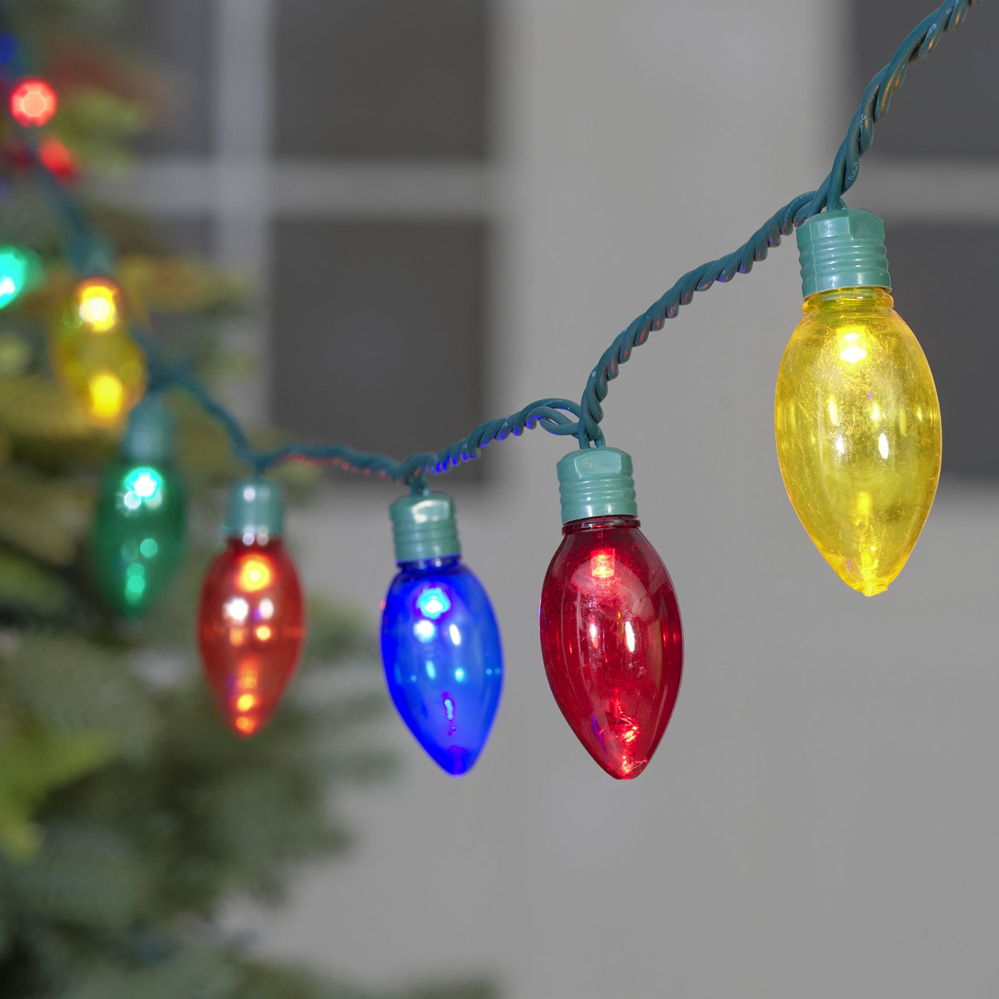Holiday Time 100 Count Multicolor LED Smooth C9 Christmas Lights, 58.1 ft, Green Wire, Indoor/Outdoor, UL Certified