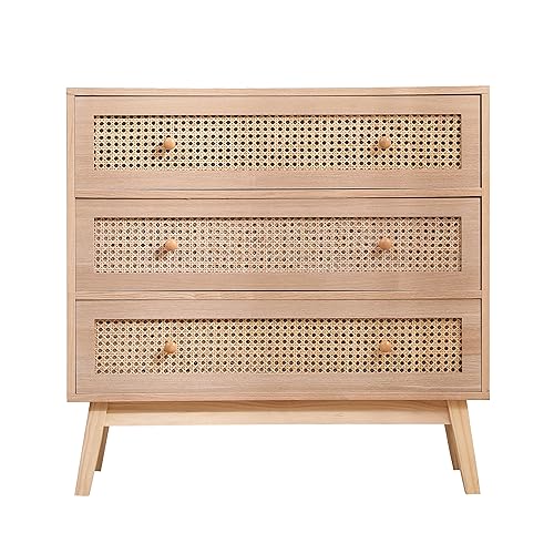 Cassettiera rustica in legno naturale con 3 grandi cassetti per camera da letto, finitura nera : Amazon.it: Casa e cucina
