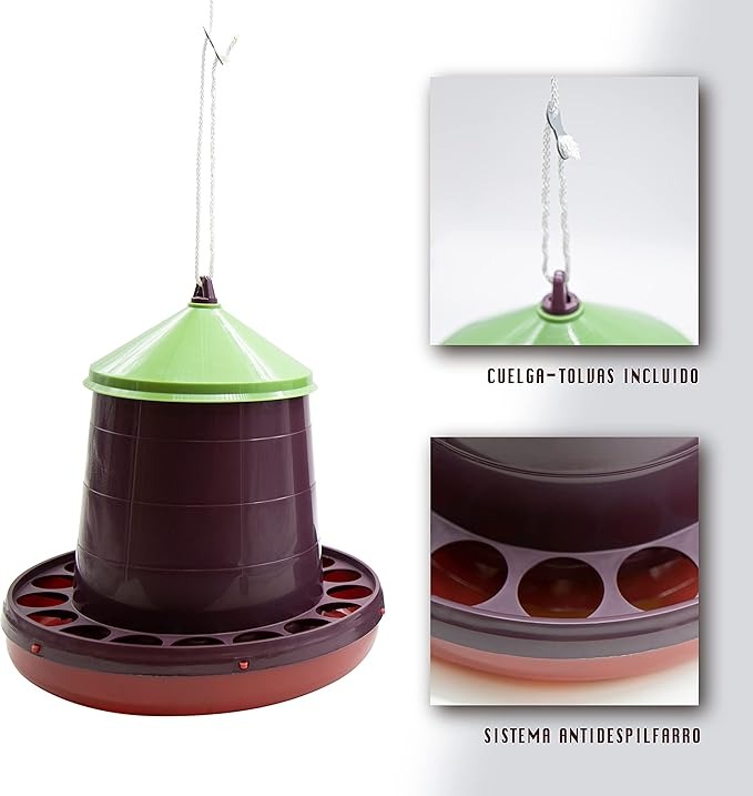 FINCA CASAREJO Mangiatoia + Abbeveratoio per Galline e Altro Pollame - Mangiatoia e Abbeveratoio in Plastica Riciclata per Pollaio Ecologico - capacità 2Kg/3L