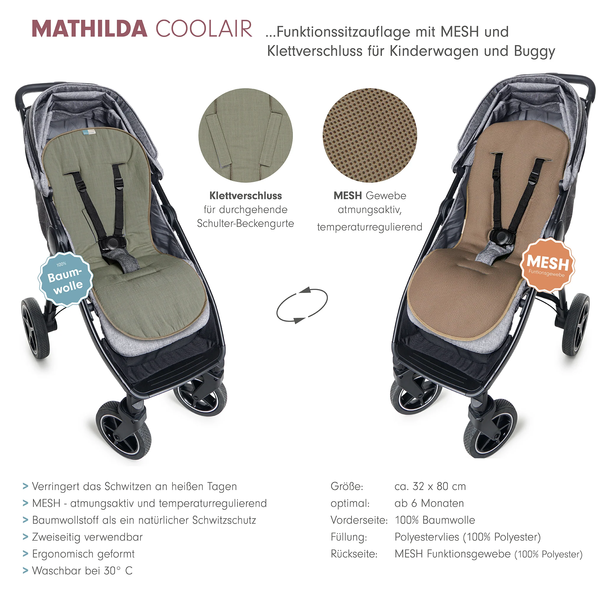 MATHILDA COOLAIR die Sitzauflage mit Klett