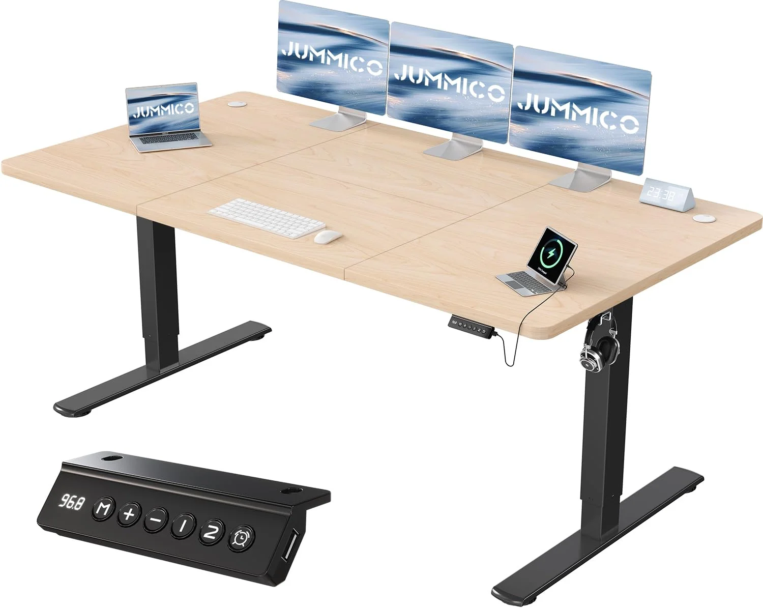 JUMMICO Elektrisch höhenverstellbarer Schreibtisch mit USB-Anschluss