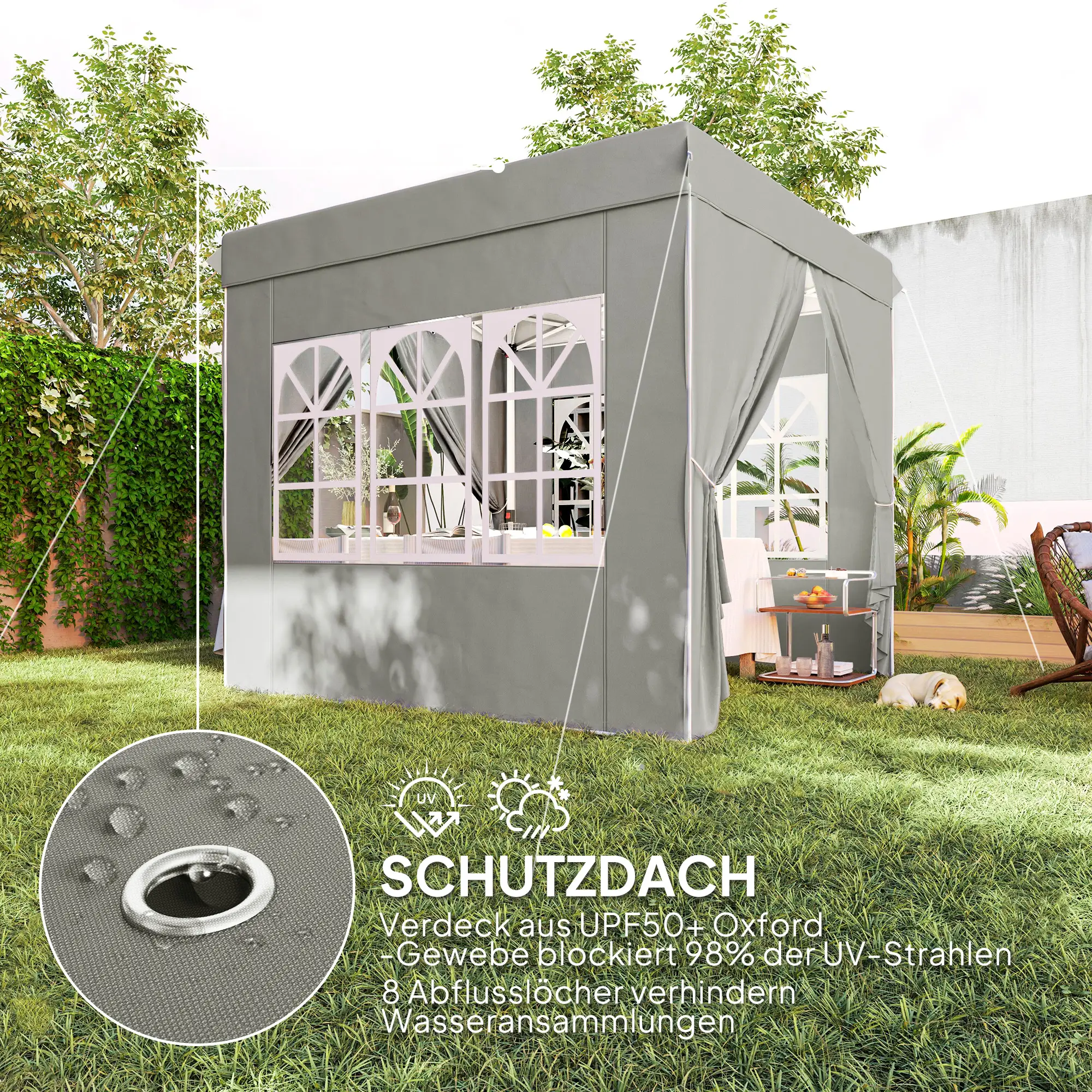 Outsunny vouwpaviljoen 2,5��2,5 m met uv-bescherming en zijwanden