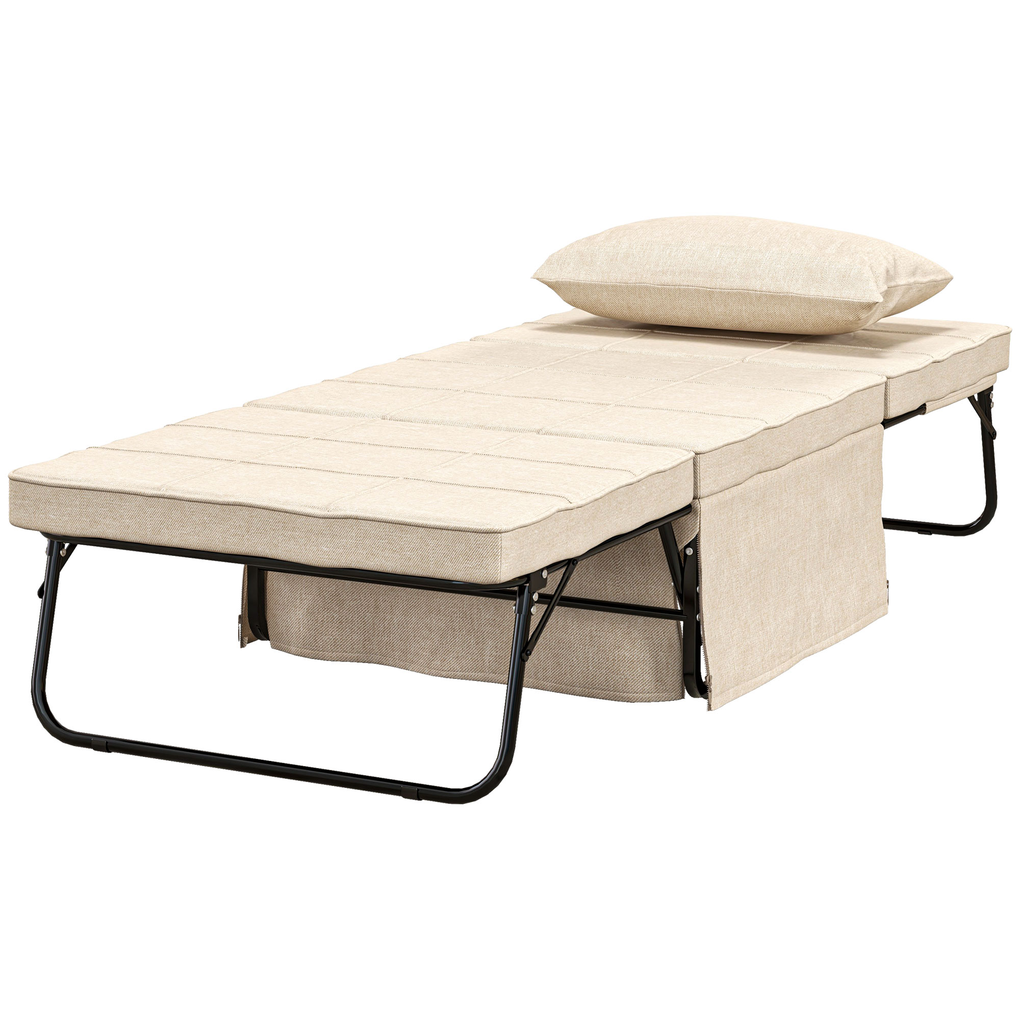 HOMCOM Fauteuil Bett Konvertierbarer Liegestuhl und Hocker 4 in 1 mit 5 verstellbaren Positionen Creme