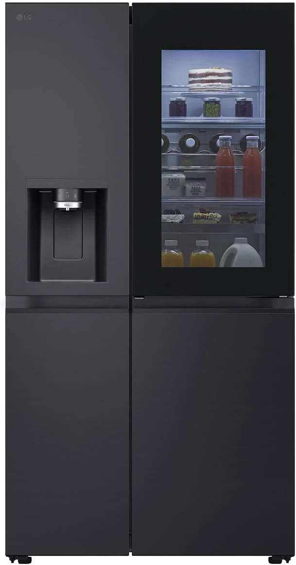 LG GSXE91EVAD Side-by-Side Kühlschrank mit Gefrierfach (628 L, Energieklasse D) mit InstaView, Door-in-Door, Eis- und Wasserspender, Total No Frost