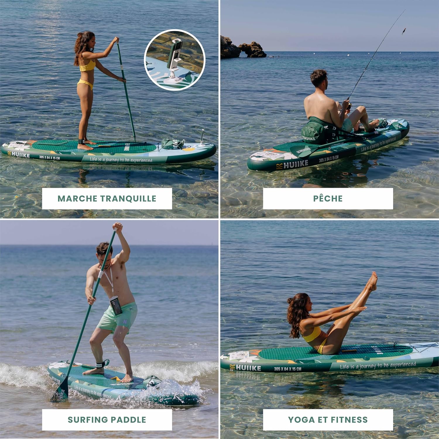 HUIIKE Tavola Sup Gonfiabile Adulti con Accessori Inclusi, Pagaia, Pinne, Pompa. Stand Up Paddle Board con Grande Stabilità e Resistenza. 305 x 84 x 15 cm, Carico Massimo 130 kg