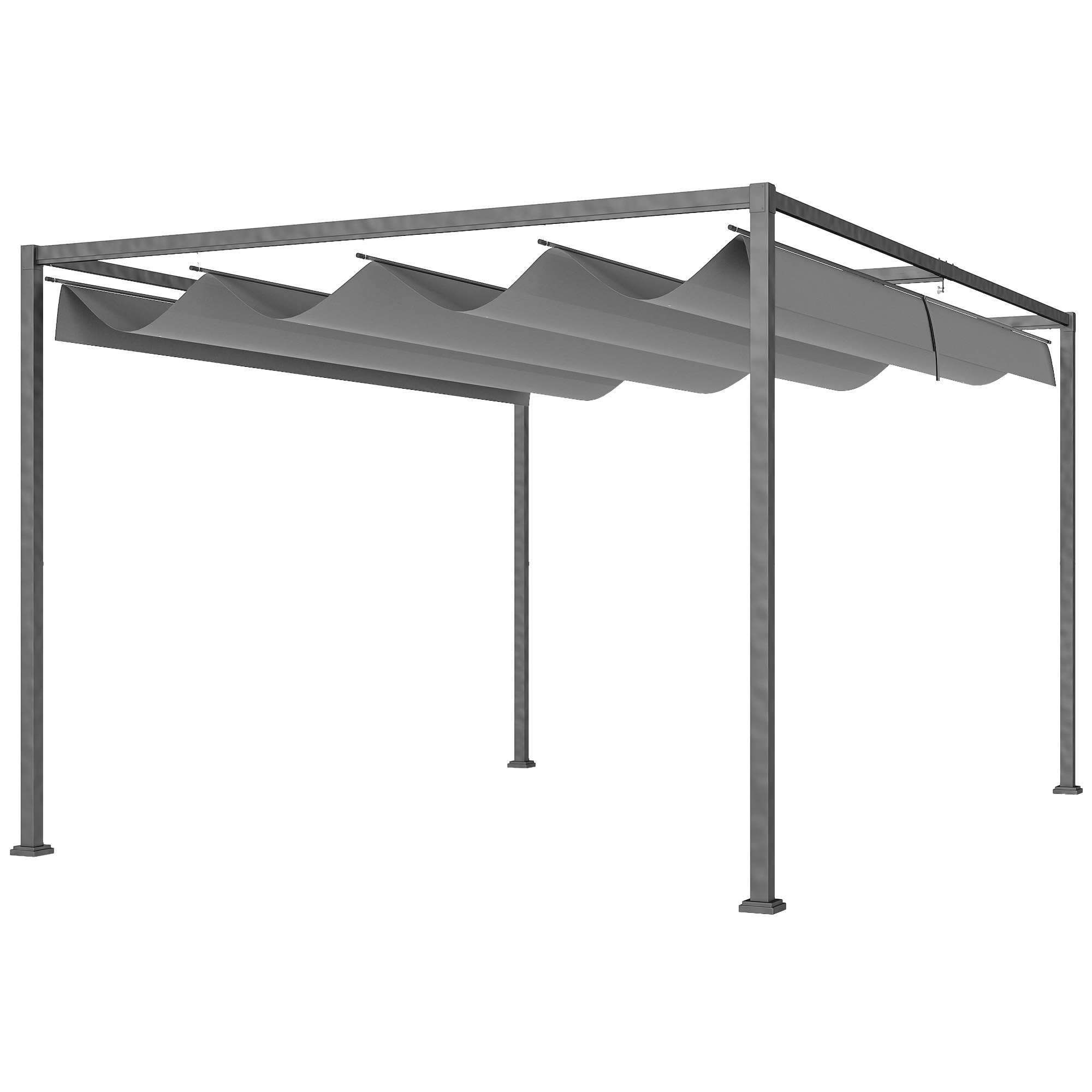 Outsunny Pergola, Robuster Sonnenschutz für Garten, Balkon, Terrasse, aus Metall und Kunststoff, UV- und wasserabweisend, Dunkelgrau