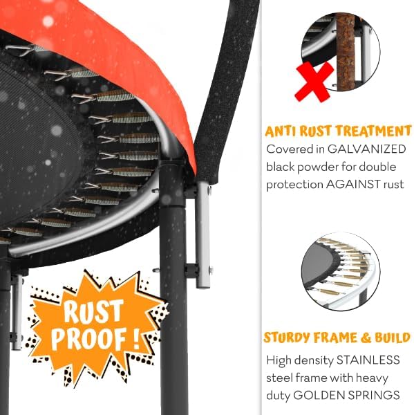 JUMPZYLLA Trampoline 8FT 10FT 12FT 14FT 15FT 16FT Trampoline with Enclosure - Recreational Trampolines with Ladder and AntiRust Coating, ASTM Approval Outdoor Trampoline for Kids