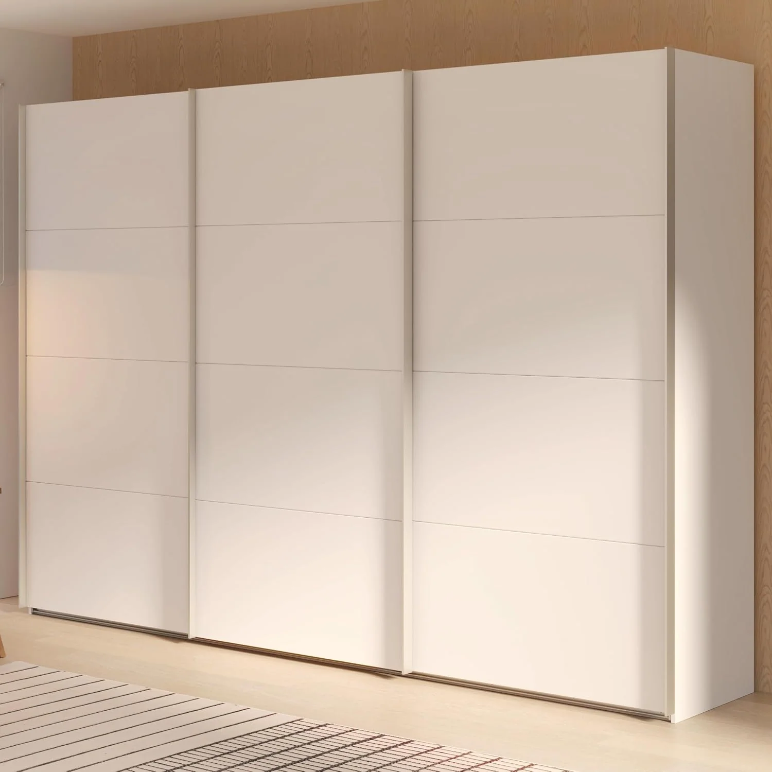 Kleiderschrank Forte, 299,8 cm, 210,5 cm, 62,9 cm, Beige, SOPHISTISPACE 300, 3-türiger Schwebetürenschrank mit Einlegeböden