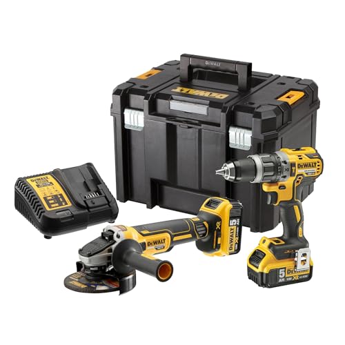 DEWALT KIT composto da DCD796 Trapano 2 vel  DCG405 Smerigliatrice 125mm   2 x XR 18V 5Ah, DCK2080P2T QW : Fai da te