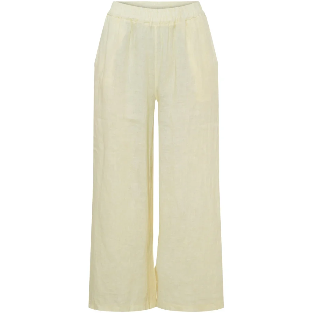 Lemon Linen Trousers with Pockets by Marta Du Chateau