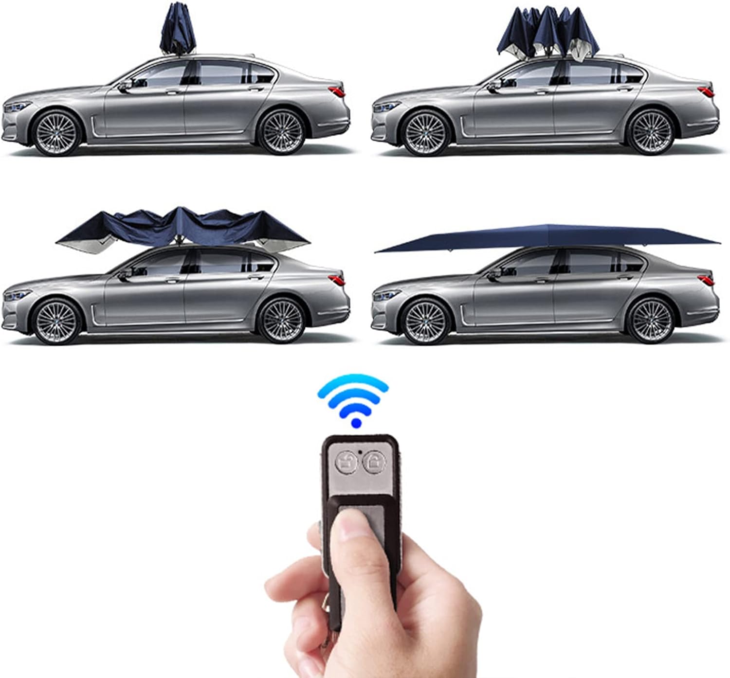 Tenda per Auto Completamente Automatica, Copertura per ombrellone Portatile per Auto Pieghevole per Auto, Protezione Auto, Parasole Anti-UV, Protezione Antivento, Parasole per Esterni